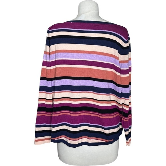 Chico’s Boatneck Rayon Polyester Blend Pullover Stripe Knit Sweater XLP - Picture 3 of 5
